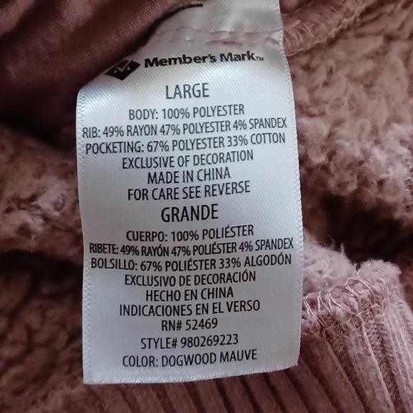 Member's Mark Women's Cozy Sherpa Pullover Size L Pink 1/4 Zip Pockets - Picture 8 of 13
